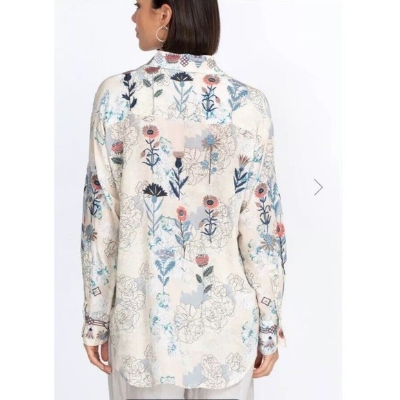 Biya JOHNNY WAS FIELDS BLOUSE Silk NWT fall casual boho $435 floral button top - Picture 3 of 11